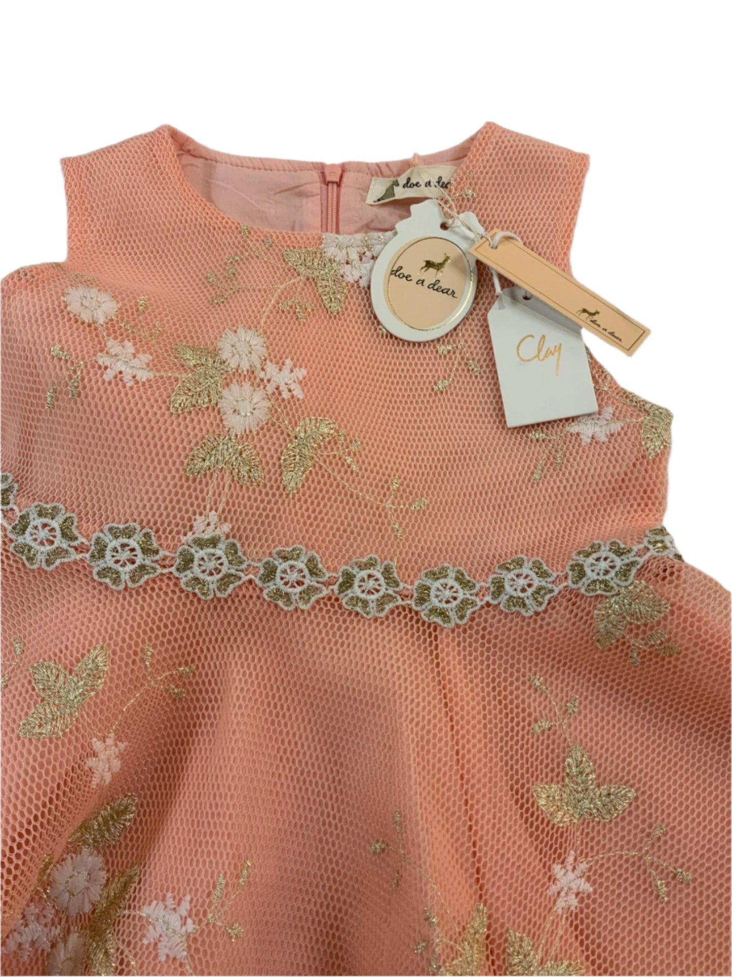 Doe A Dear Pink Lace Floral Dress -Pink