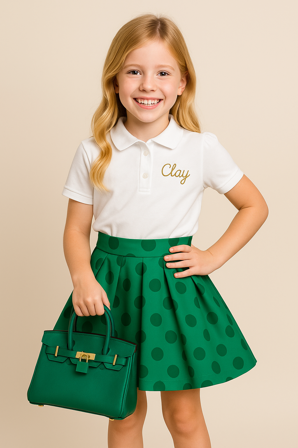 MaMa Luma Green Polkadot skirt