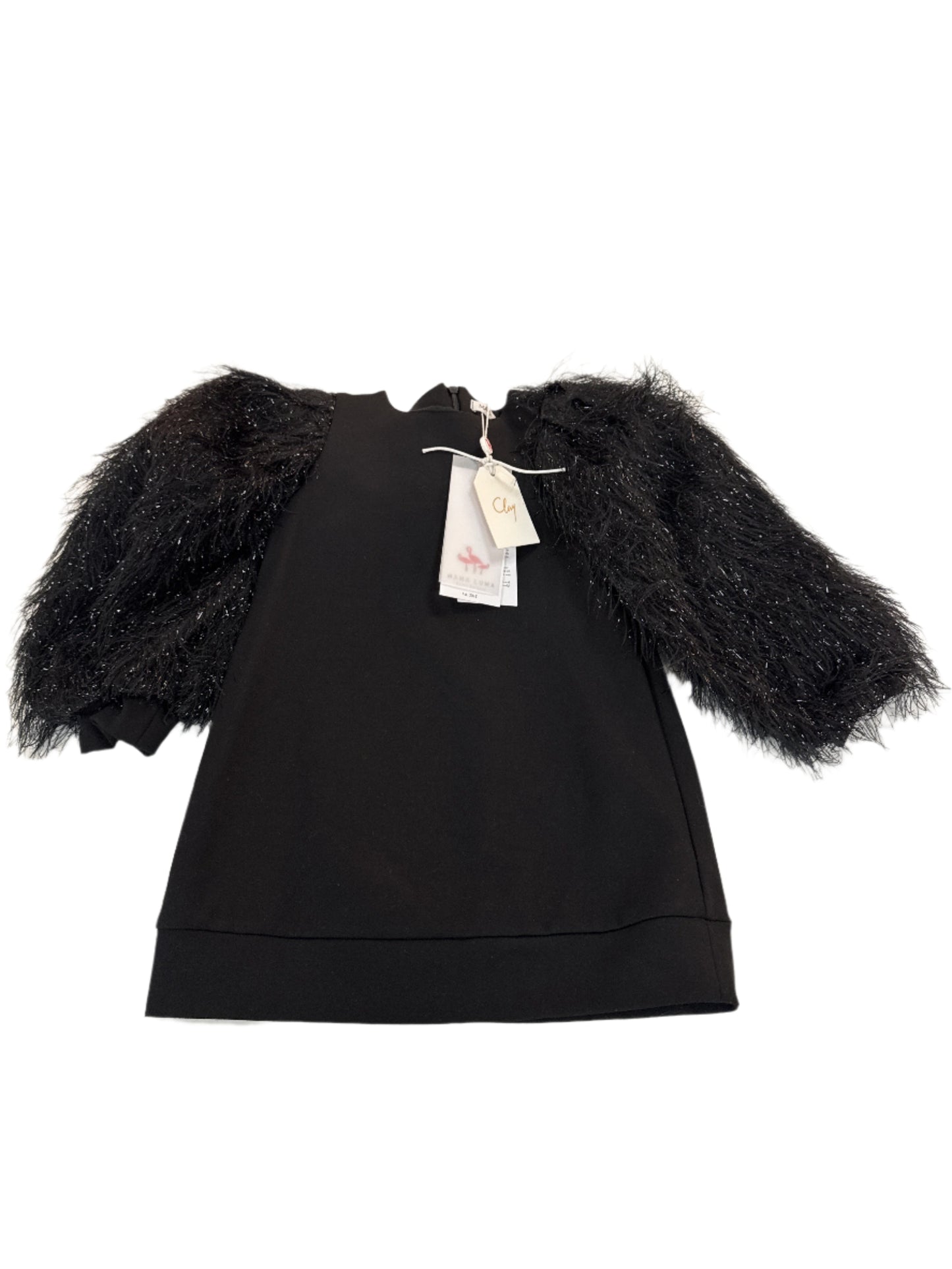 MaMa Luma Feathered L/S Dress in Black