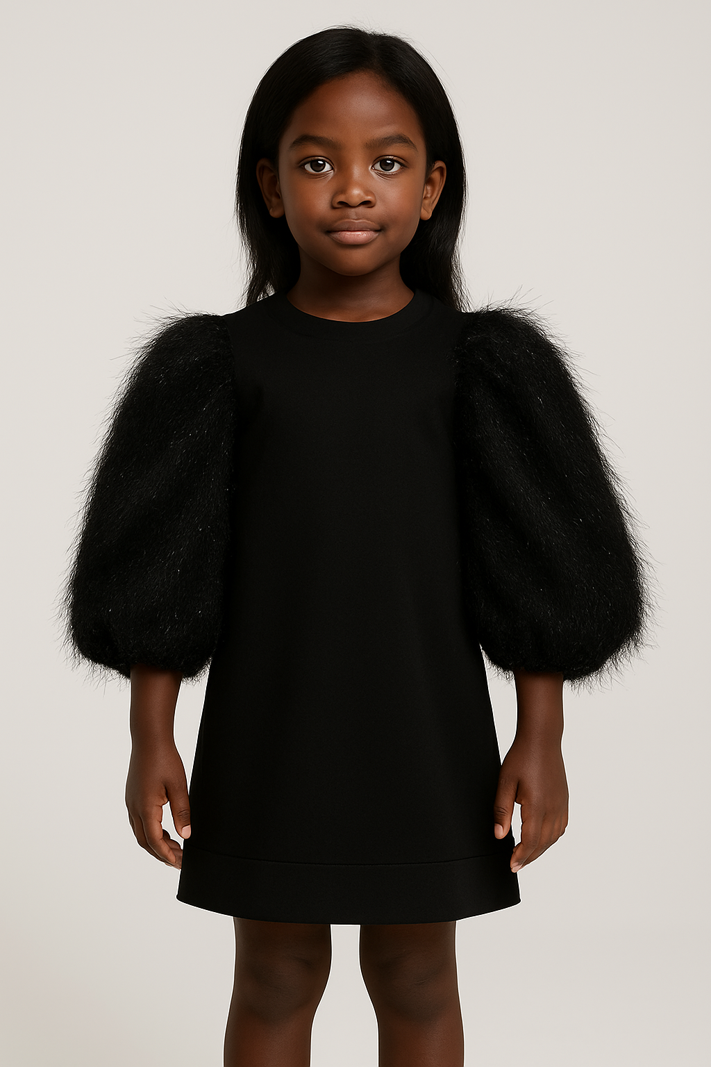 MaMa Luma Feathered L/S Dress in Black