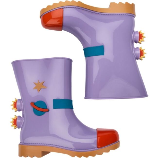 Mini Melissa Kids Rainboot + Fabula, Caramel & Lilac & Red