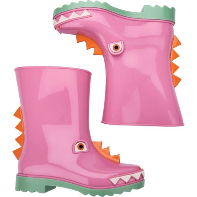 Mini Melissa Girls Pink and Green Mini Rain Boot + Fabula BB