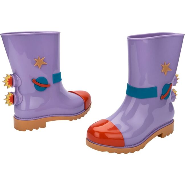 Mini Melissa Kids Rainboot + Fabula, Caramel & Lilac & Red