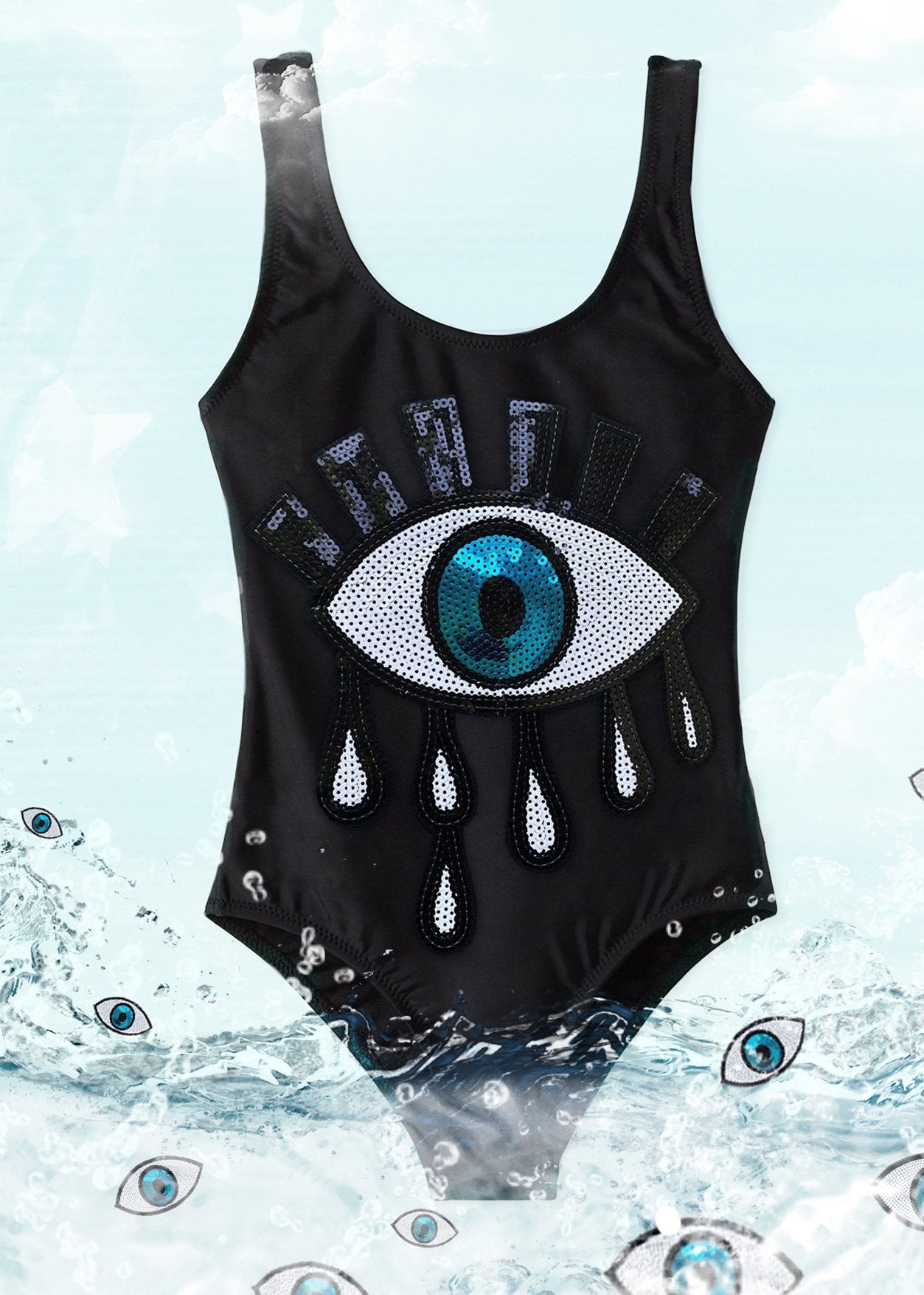 Black Tank with Sequin Eye